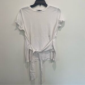 Zara White Tie-Front Women's Top Medium